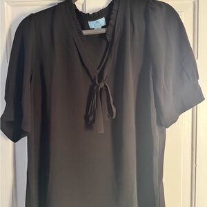 CeCe Black Tie-Front Blouse